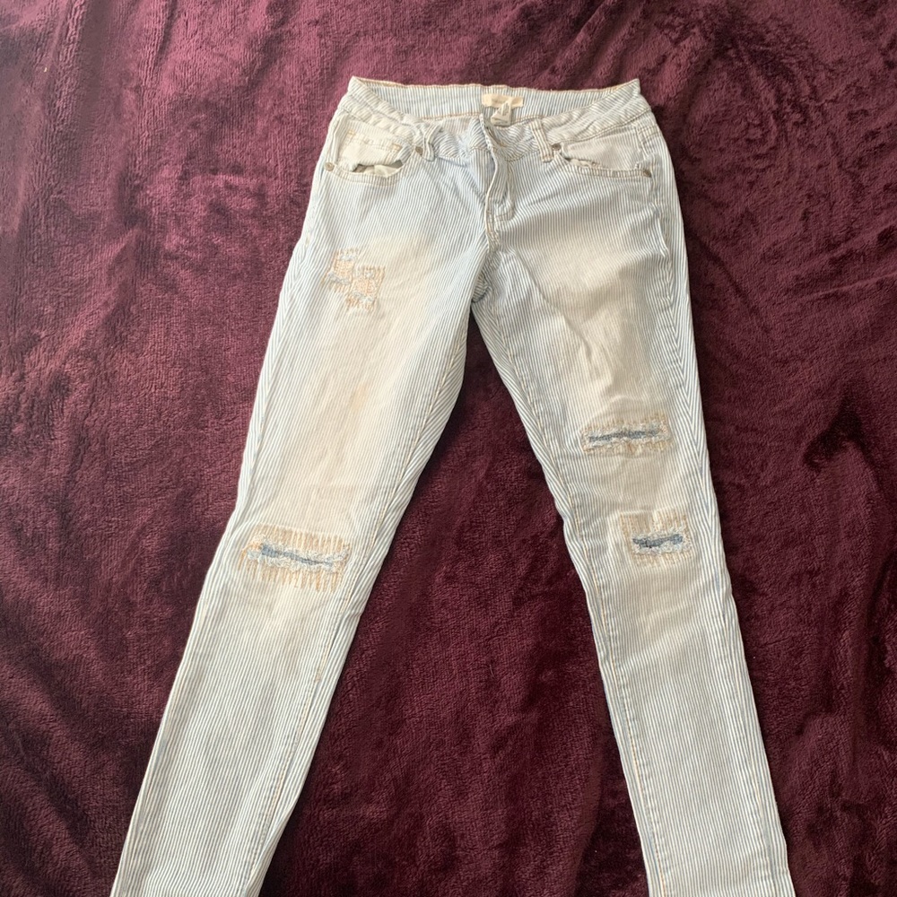 Striped skinny jeans